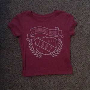 Pink cropped Aeropostale shirt